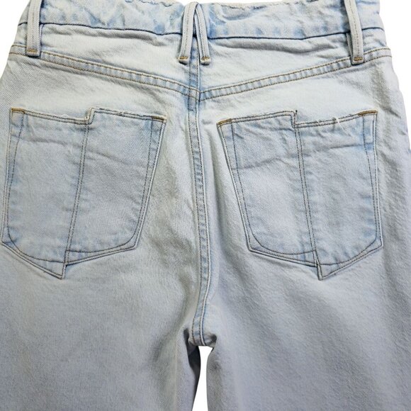 Good American Distressed Light Wash High-Rise Jeans 4/27 Cotton & Elastane - Picture 2 of 10